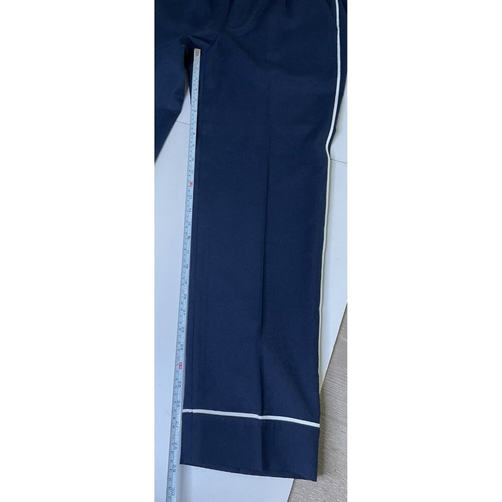 J.Crew Wool Blend Navy Pants 8 Tall Pajama Trousers Elastic Waist Trimmed - Picture 7 of 9